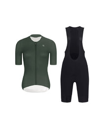 RIVANELLE Tricoul și pantaloni scurți de ciclism - ELEVATE - negru/verde